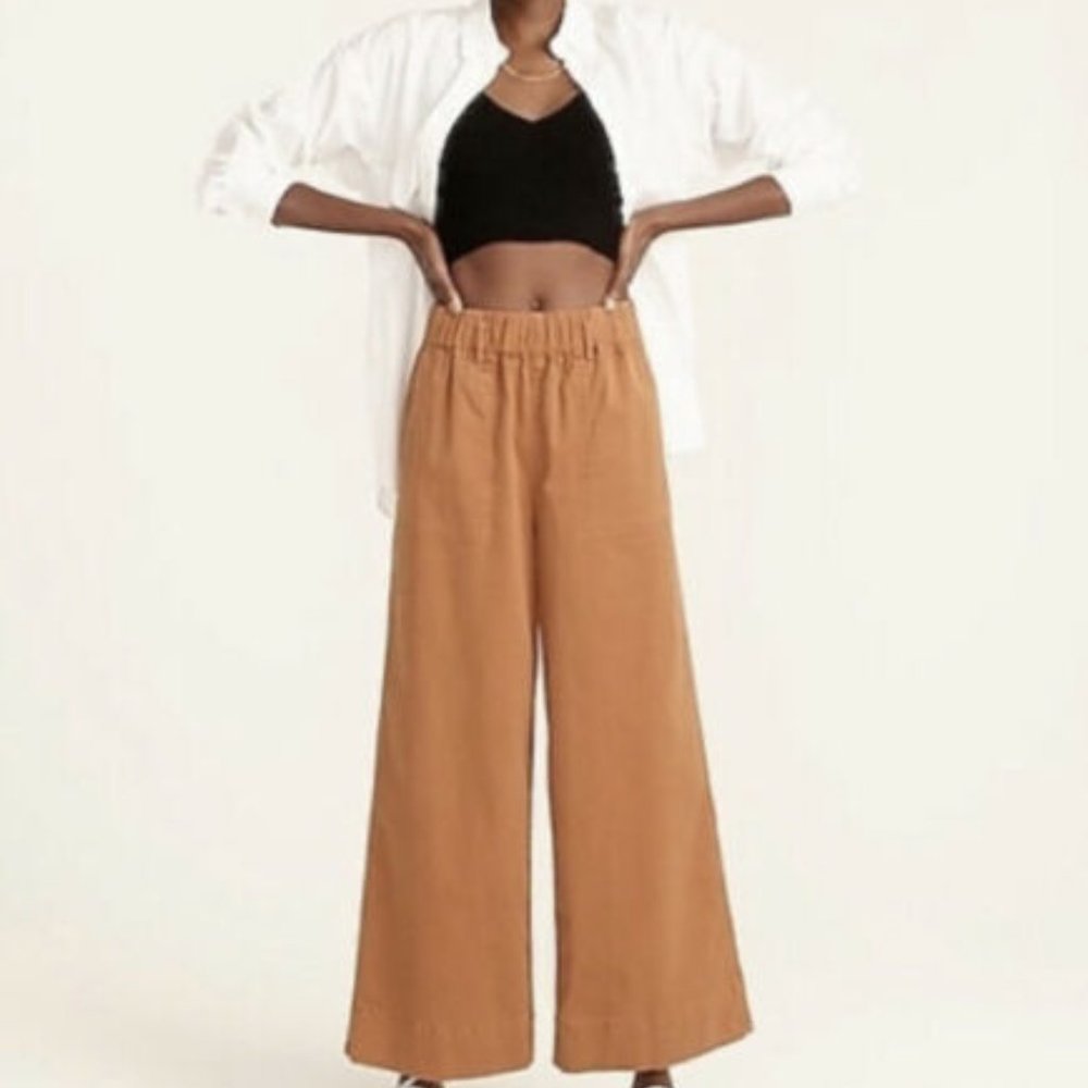 NWT j.crew tan chino wide leg pants large tan